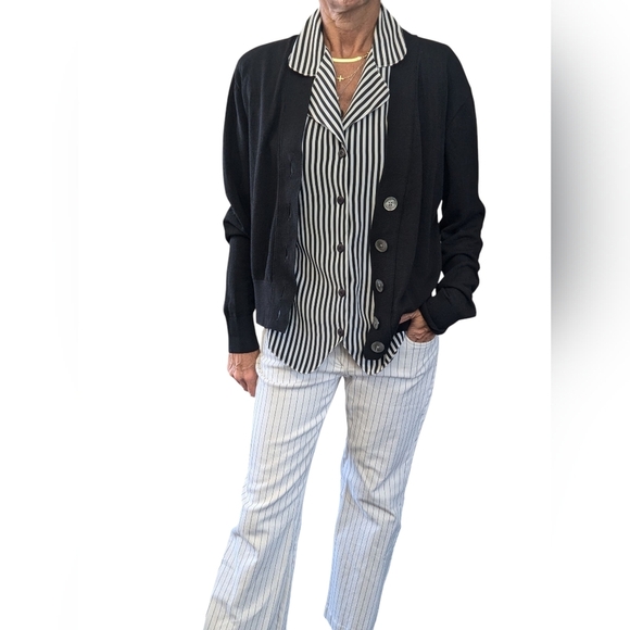 J.Crew Black Cotton Viscose Button Front Cardigan Sweater Size L Classic - Picture 5 of 12